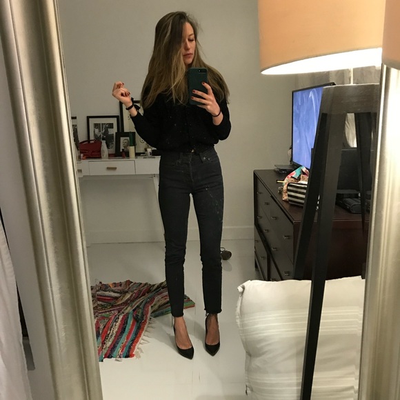 Levi’s high waisted washed black cotton denim a bit strech - Picture 2 of 6